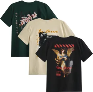 Men's 3 Pack Y2K Graphic Tees Short Sleeve Crew Neck Summer T-Shirts Top