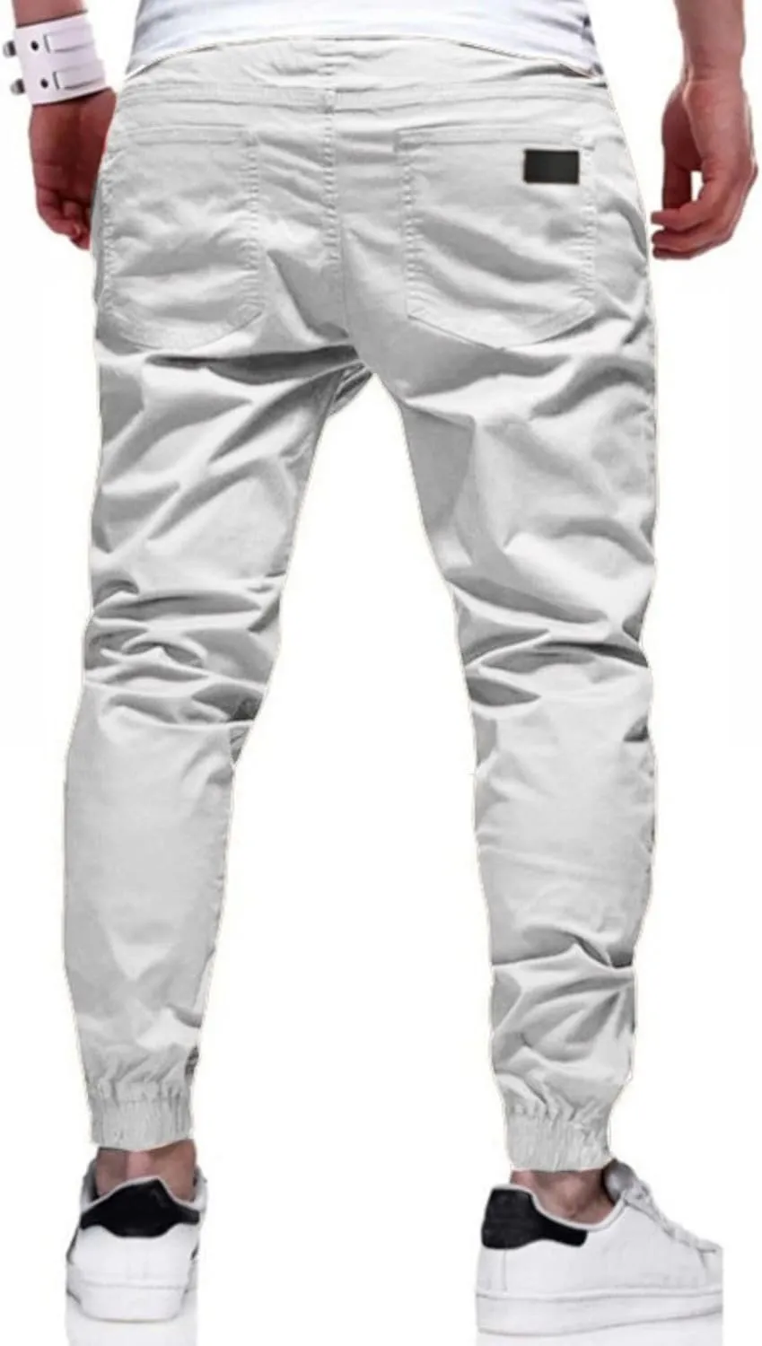 Mens Casual Jogger Cargo Pants Drawstring Sweatpants Athletic Long Trousers