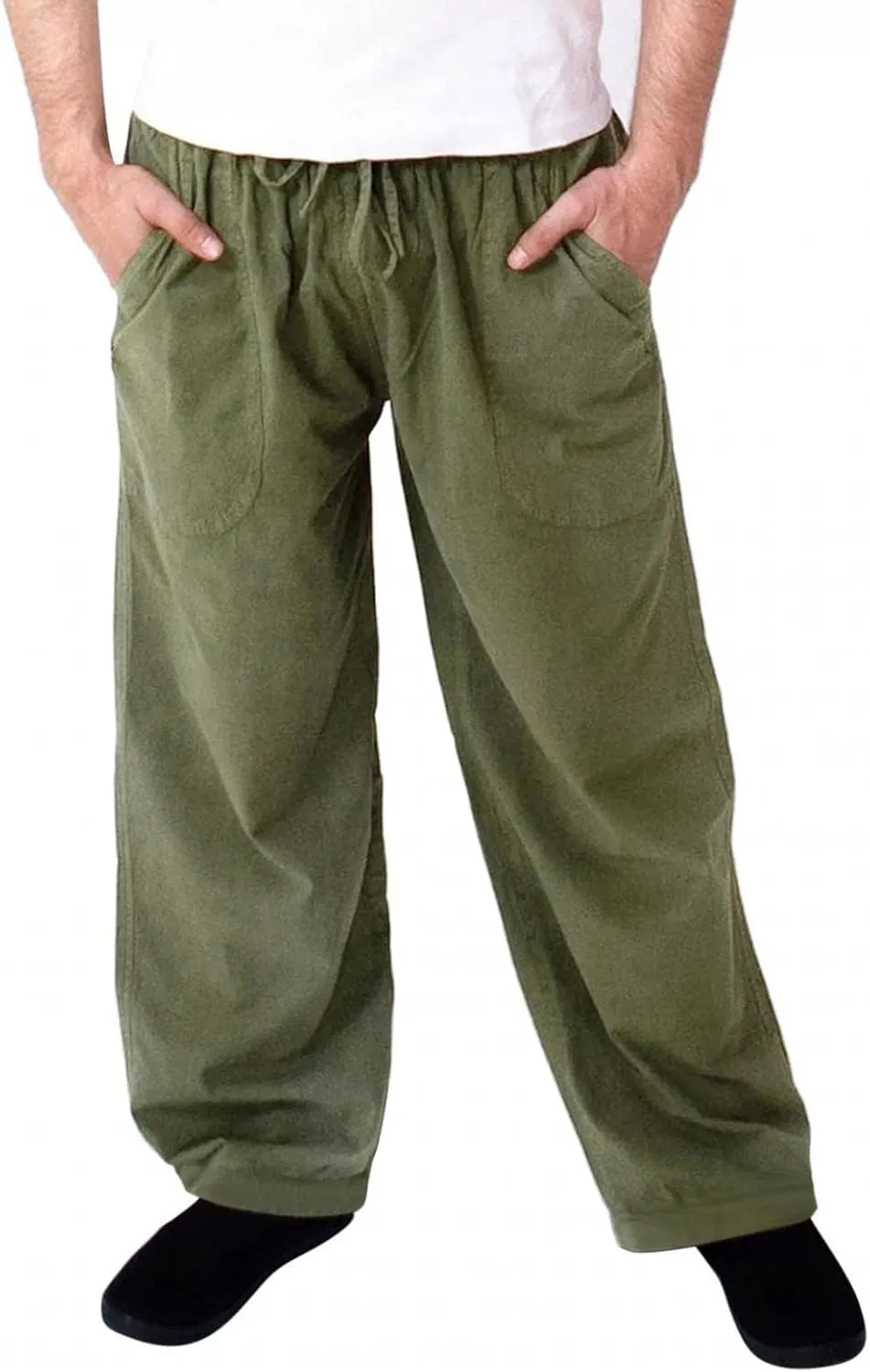 Mens Casual Linen Loose Fit Lightweight Pants Drawstring Summer Beach Yoga Pants Long Trousers