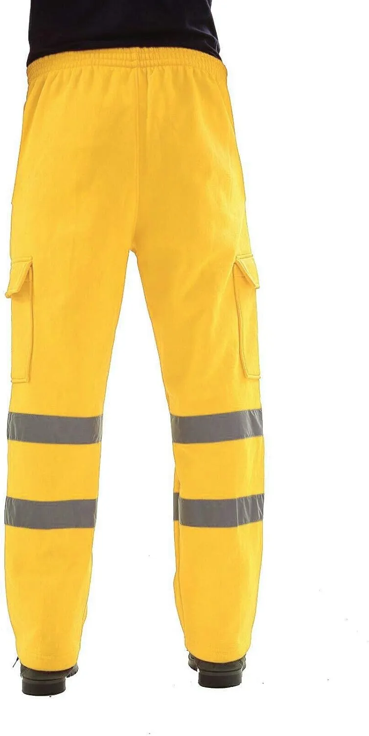Men's Enhanced Visibility Industrial Cargo Pants Stain Resistant Safety Work Pant with Pockets Reflective Strip