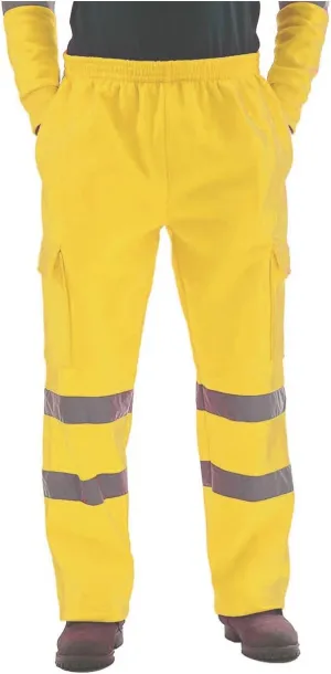 Men's Enhanced Visibility Industrial Cargo Pants Stain Resistant Safety Work Pant with Pockets Reflective Strip