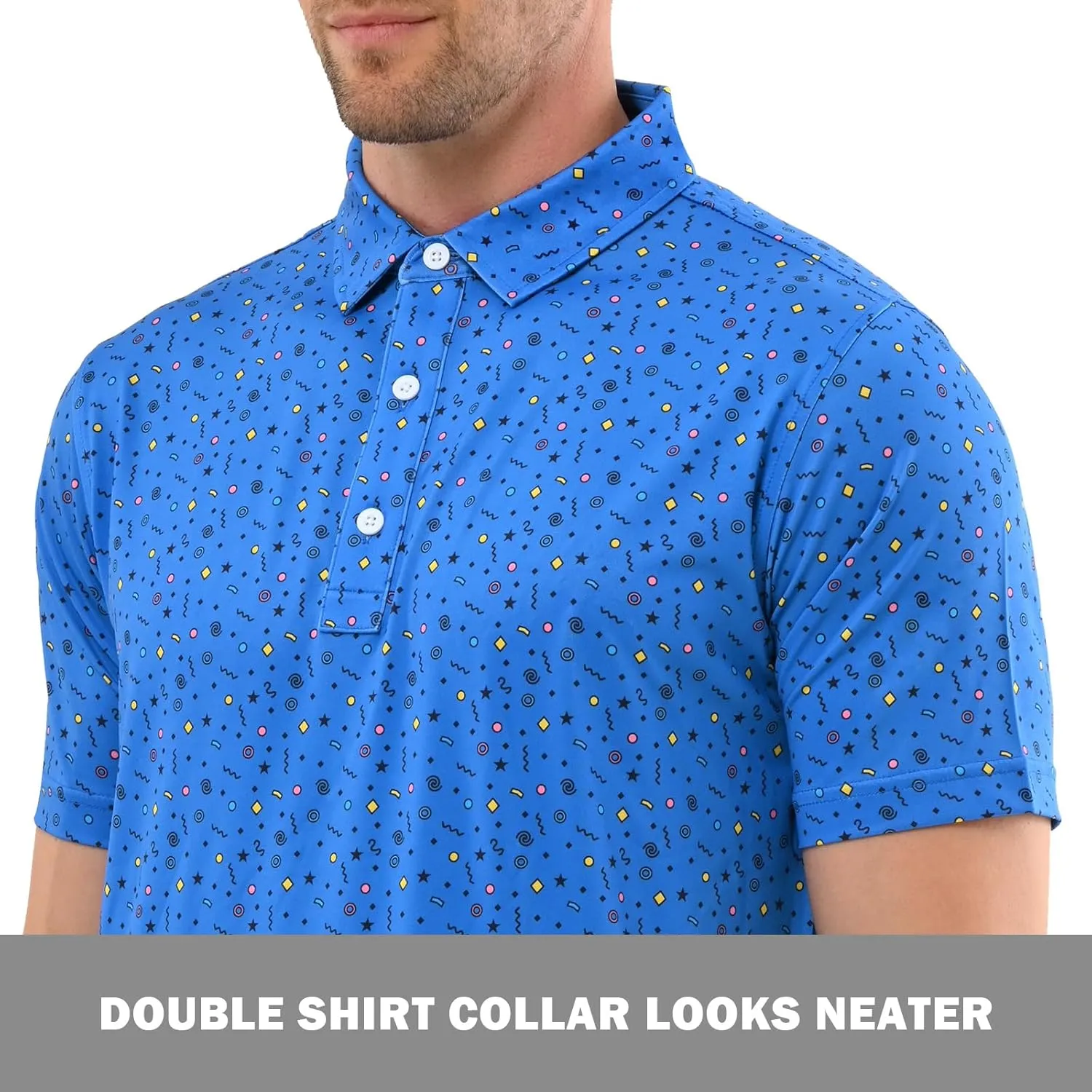 Mens Golf Shirt Moisture Wicking Dry Fit Mens Polo Shirts Dry Fit Performance Men's Golf Shirts Regular Fit Fashion Print