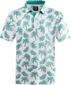Mens Golf Shirt Moisture Wicking Dry Fit Mens Polo Shirts Dry Fit Performance Men's Golf Shirts Regular Fit Fashion Print