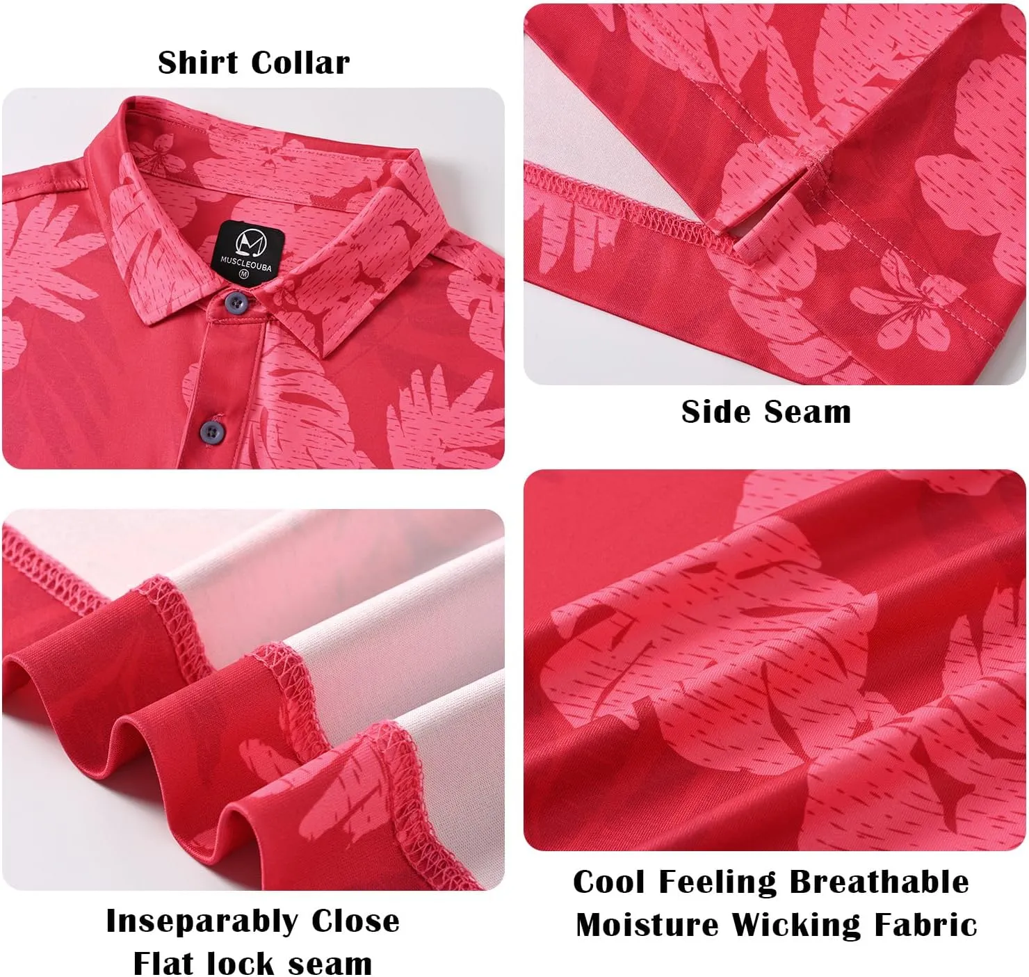 Mens Golf Shirt Moisture Wicking Dry Fit Mens Polo Shirts Dry Fit Performance Men's Golf Shirts Regular Fit Fashion Print
