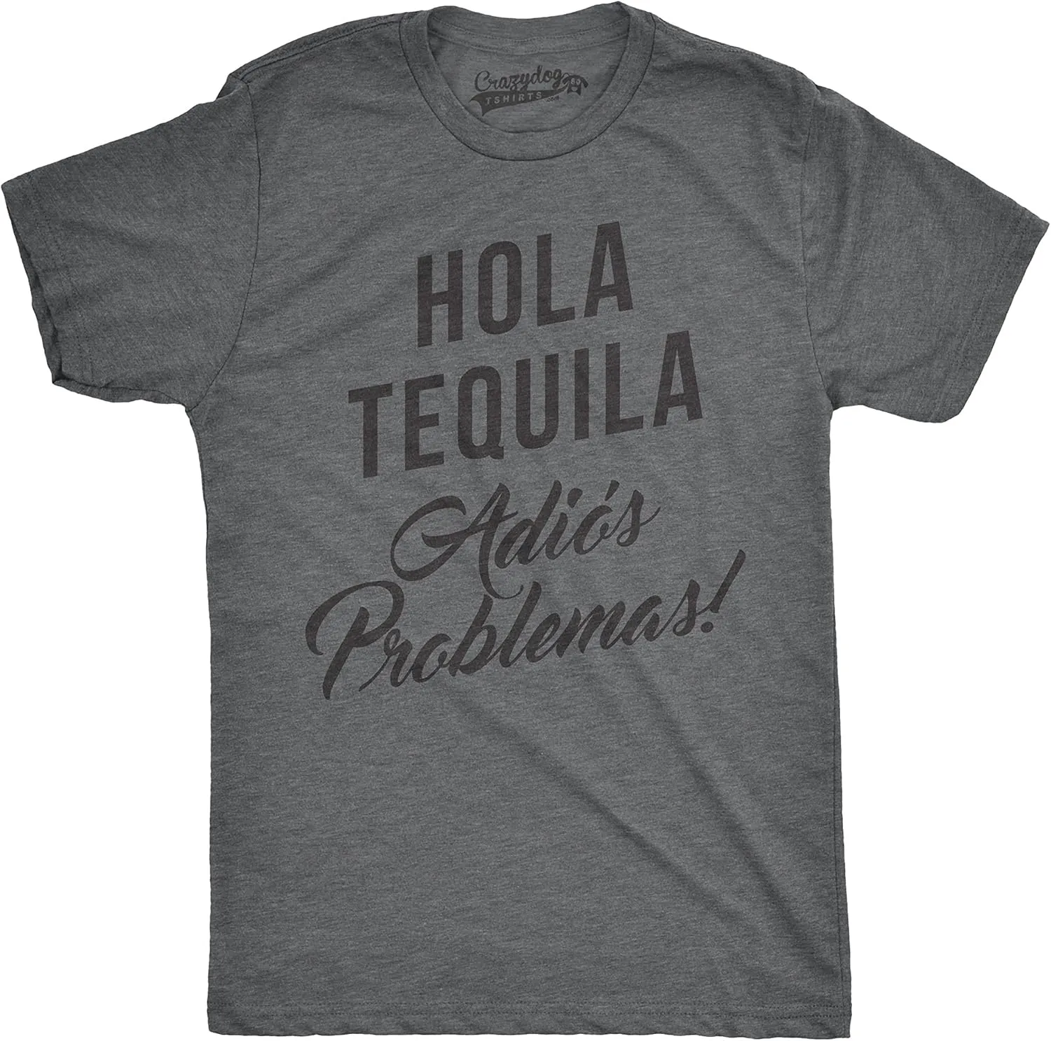 Mens Hola Tequila Adios Problemas Funny Shirts Hilarious Vintage Novelty T Shirt