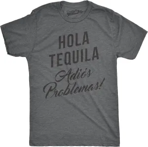 Mens Hola Tequila Adios Problemas Funny Shirts Hilarious Vintage Novelty T Shirt