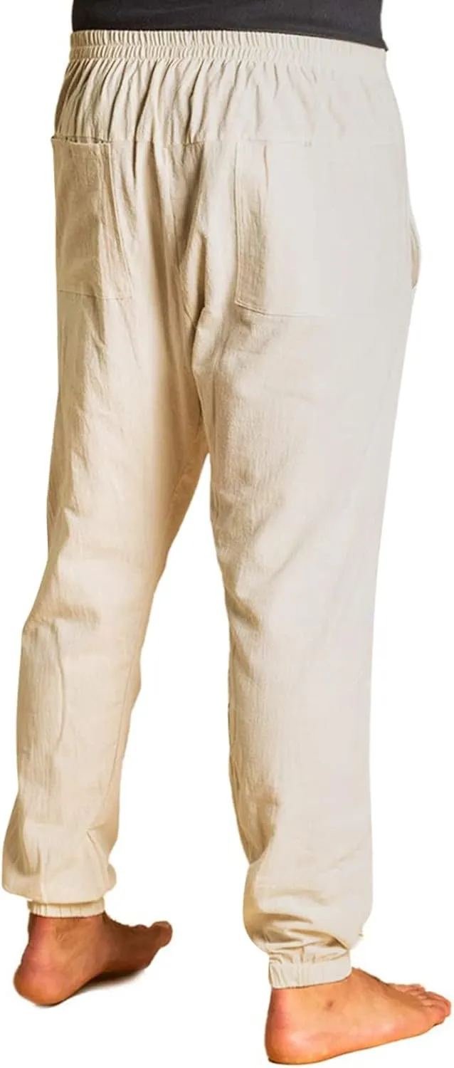 Mens Lightweight Casual Jogger Comfy Harem Slim Fit Adjustable Pants High Waist Joggers