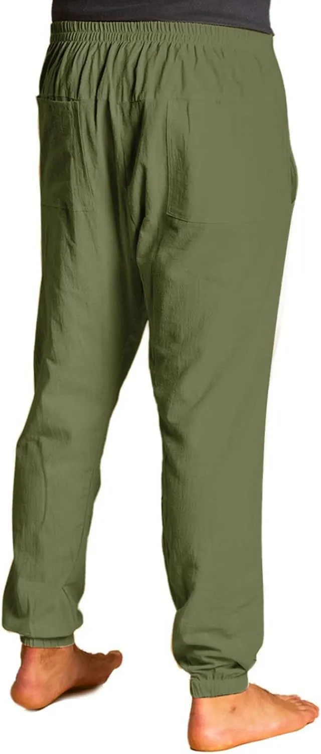 Mens Lightweight Casual Jogger Comfy Harem Slim Fit Adjustable Pants High Waist Joggers
