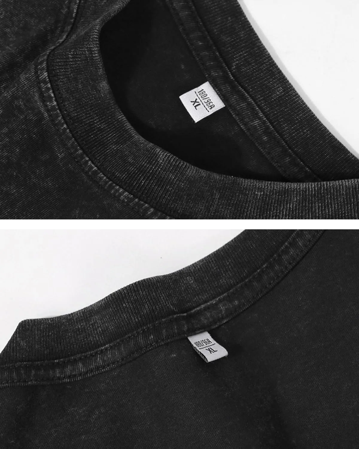 Men's Long Sleeve Shirts Vintage Oversized Distressed Washed T-Shirt Crewneck Cotton Tees Pullover Tops