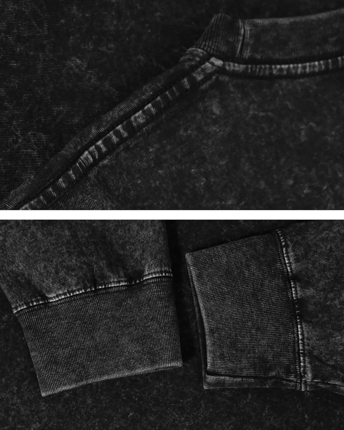 Men's Long Sleeve Shirts Vintage Oversized Distressed Washed T-Shirt Crewneck Cotton Tees Pullover Tops