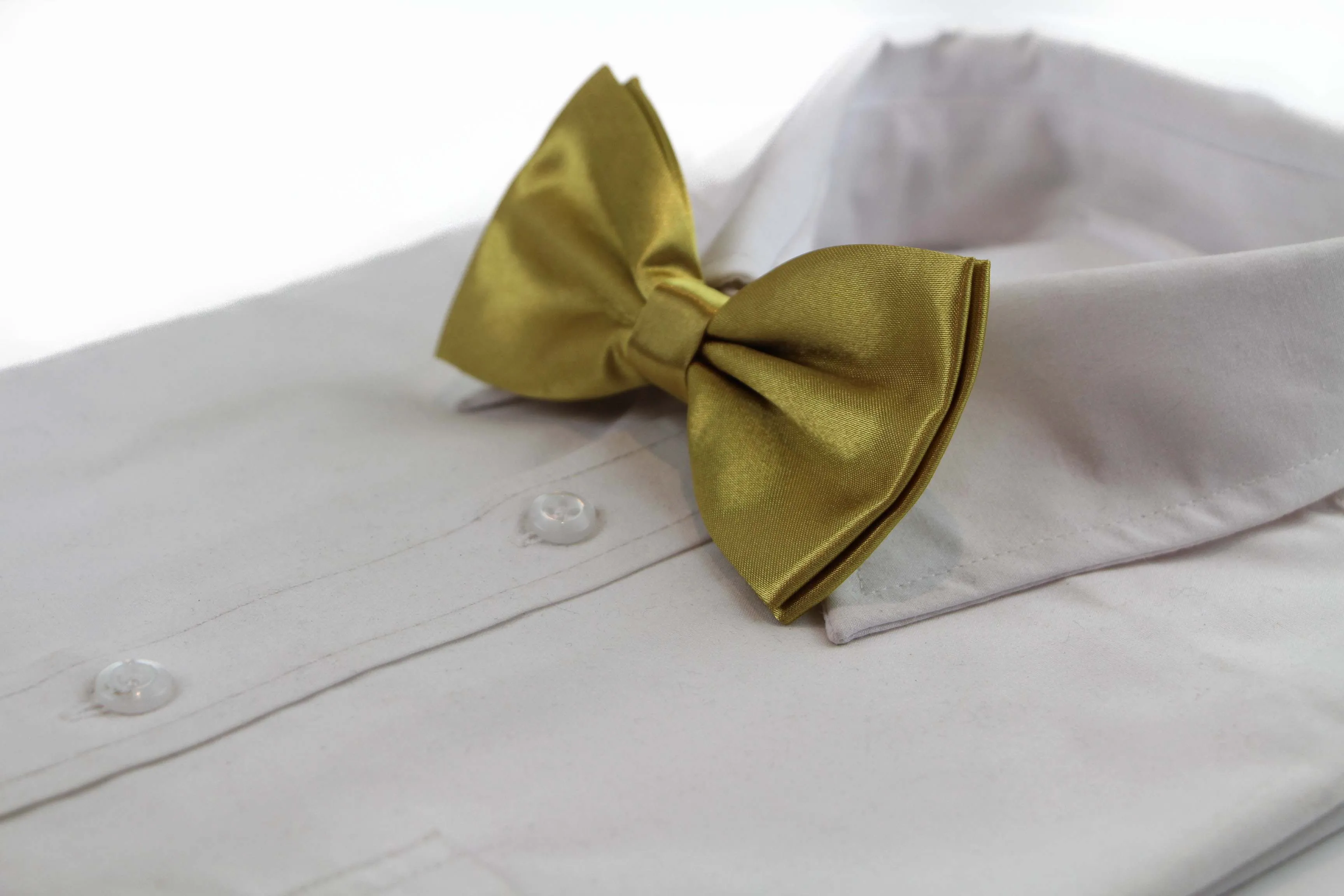 Mens Mustard Yellow Solid Plain Colour Bow Tie