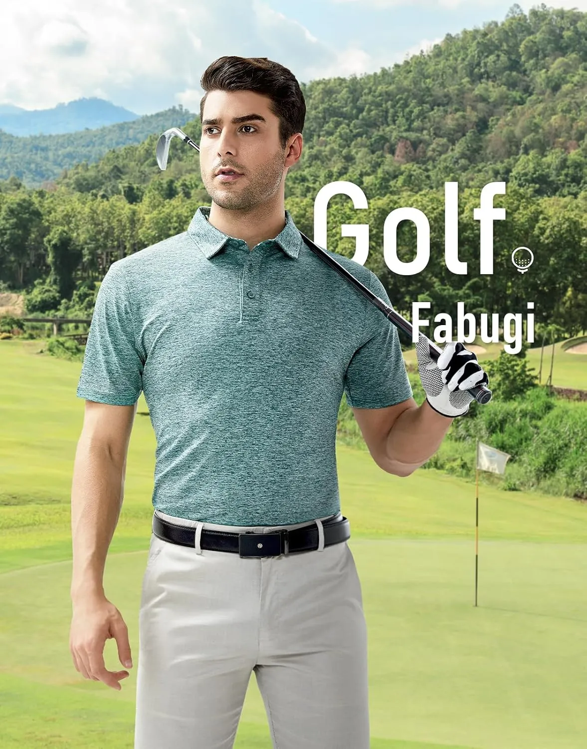 Men's Quick Dry Golf Polo Shirt Moisture Wicking Performance Short Sleeve Athletic Golf Shirts for Men