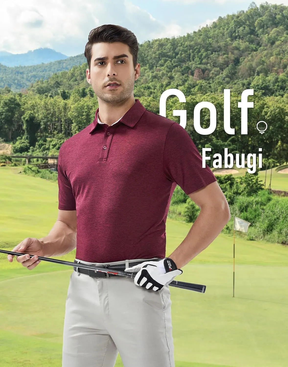 Men's Quick Dry Golf Polo Shirt Moisture Wicking Performance Short Sleeve Athletic Golf Shirts for Men