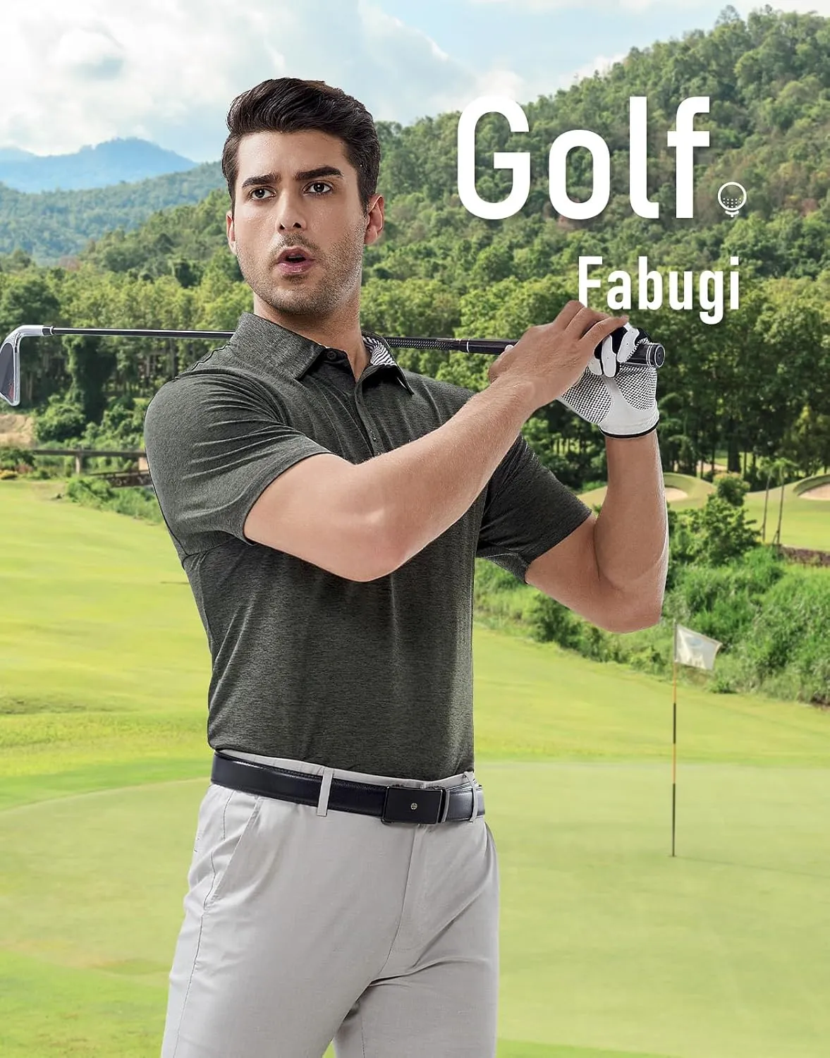 Men's Quick Dry Golf Polo Shirt Moisture Wicking Performance Short Sleeve Athletic Golf Shirts for Men