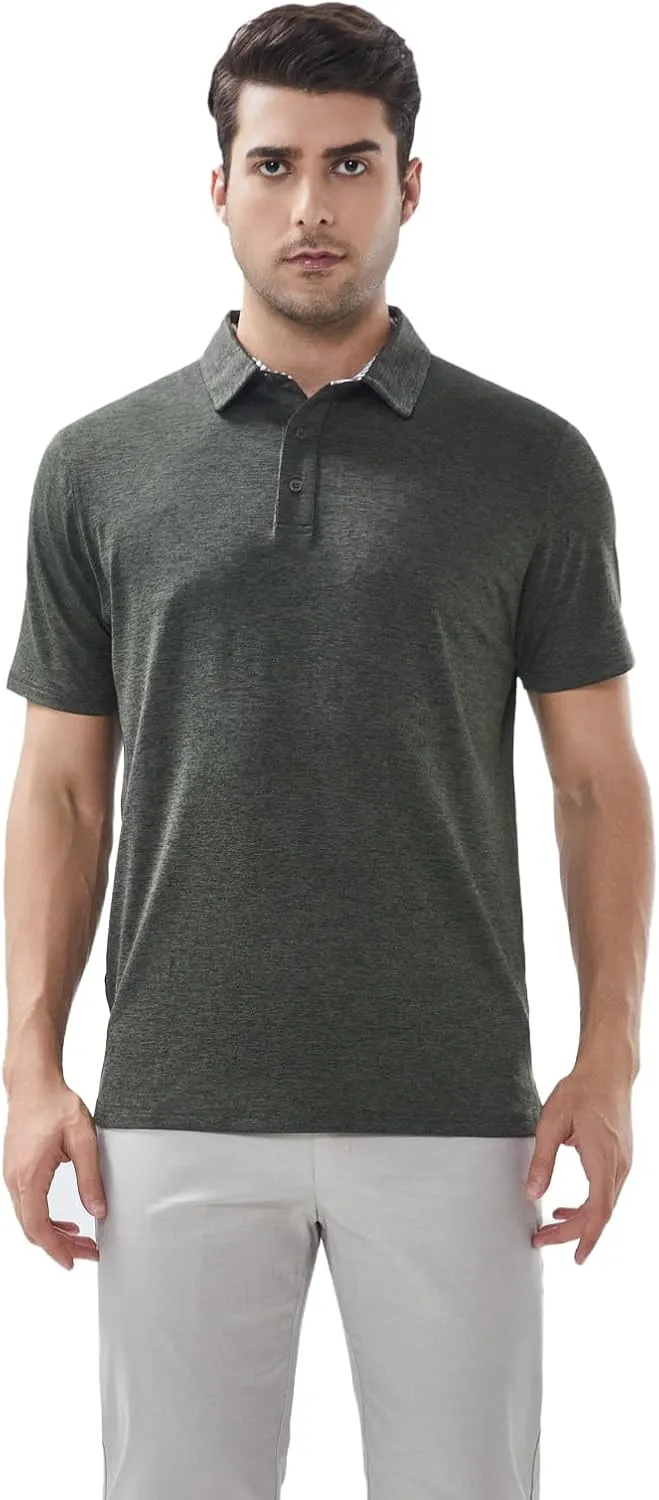 Men's Quick Dry Golf Polo Shirt Moisture Wicking Performance Short Sleeve Athletic Golf Shirts for Men
