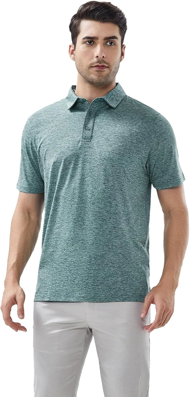 Men's Quick Dry Golf Polo Shirt Moisture Wicking Performance Short Sleeve Athletic Golf Shirts for Men
