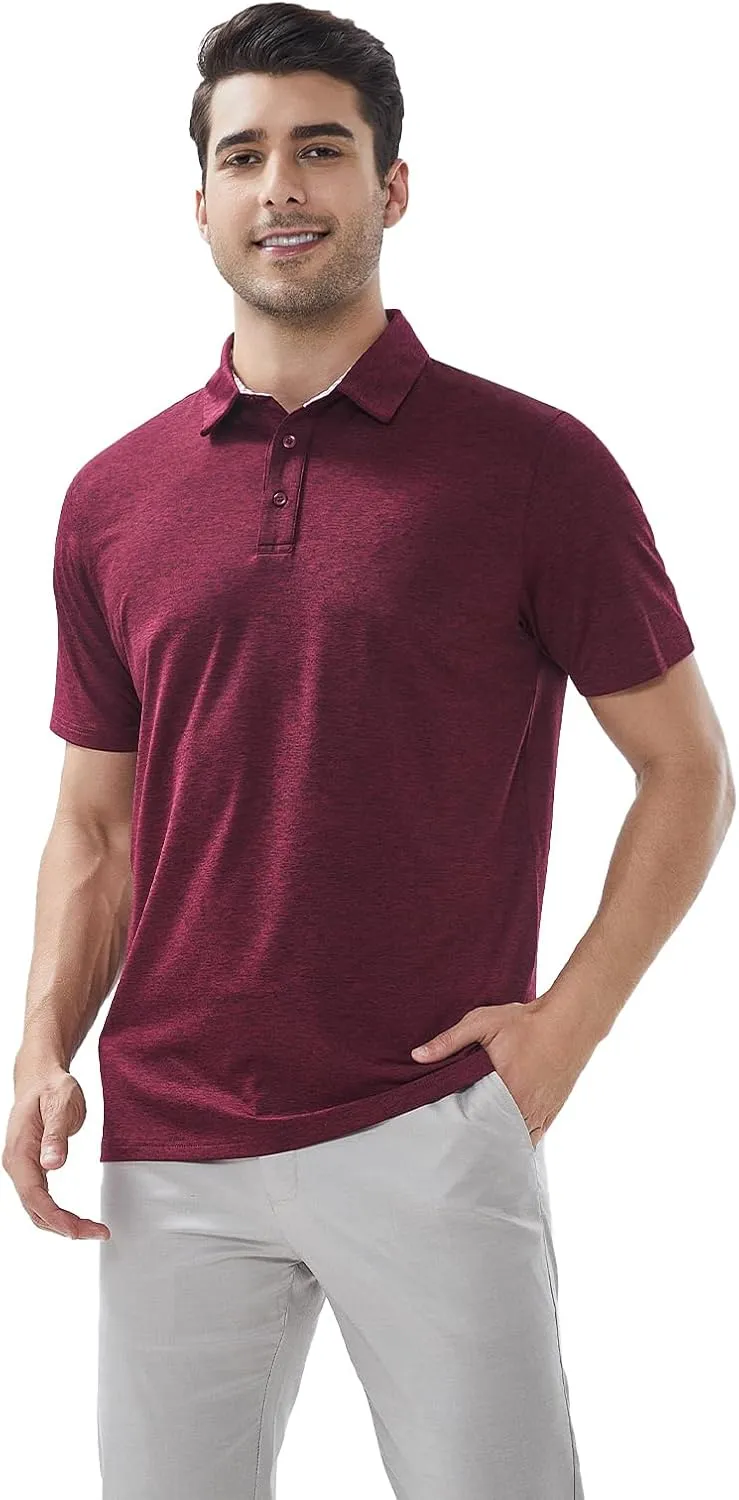 Men's Quick Dry Golf Polo Shirt Moisture Wicking Performance Short Sleeve Athletic Golf Shirts for Men