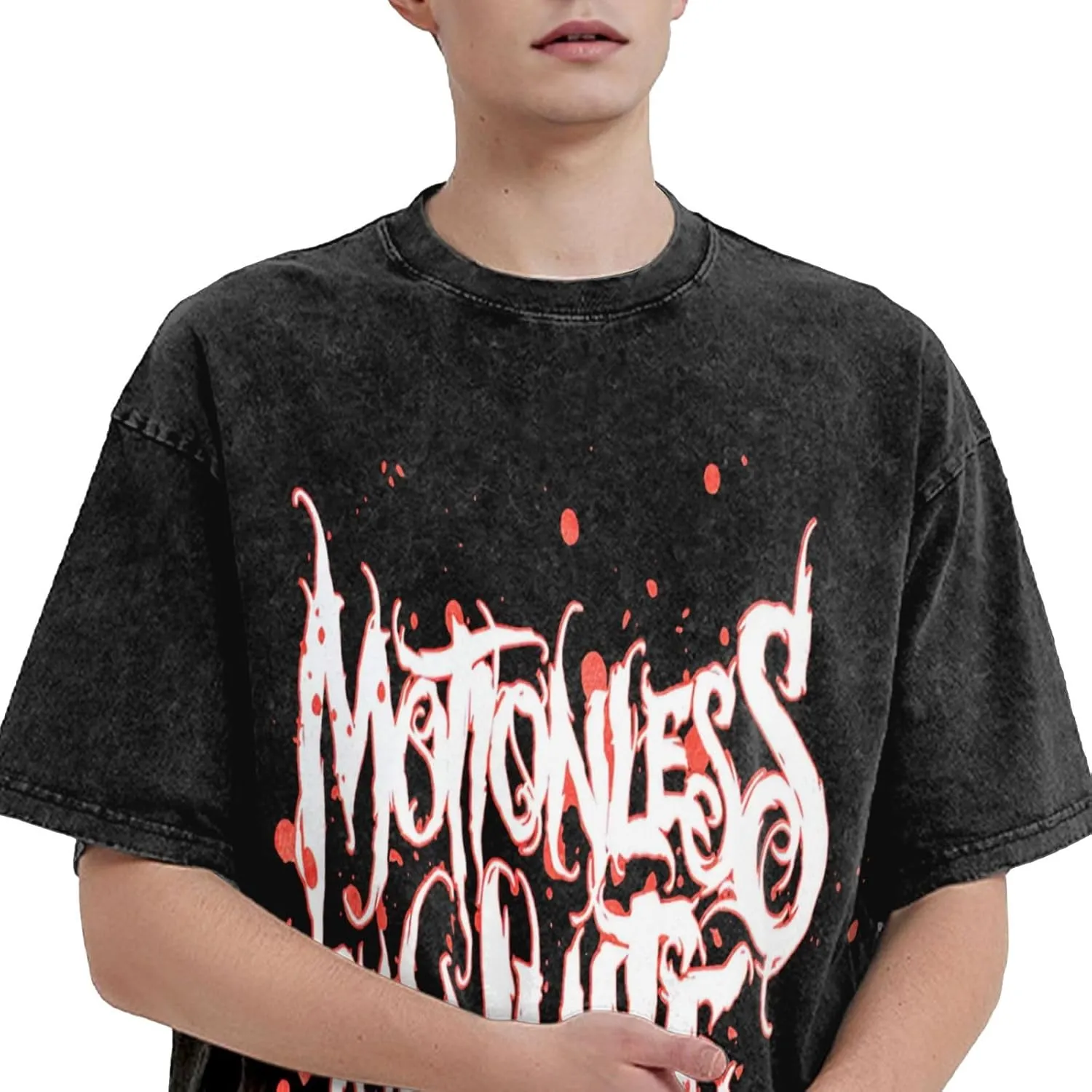 Men's Vintage Oversized Drop Shoulder Casual T Shirt Loose Wash Solid Tees Top