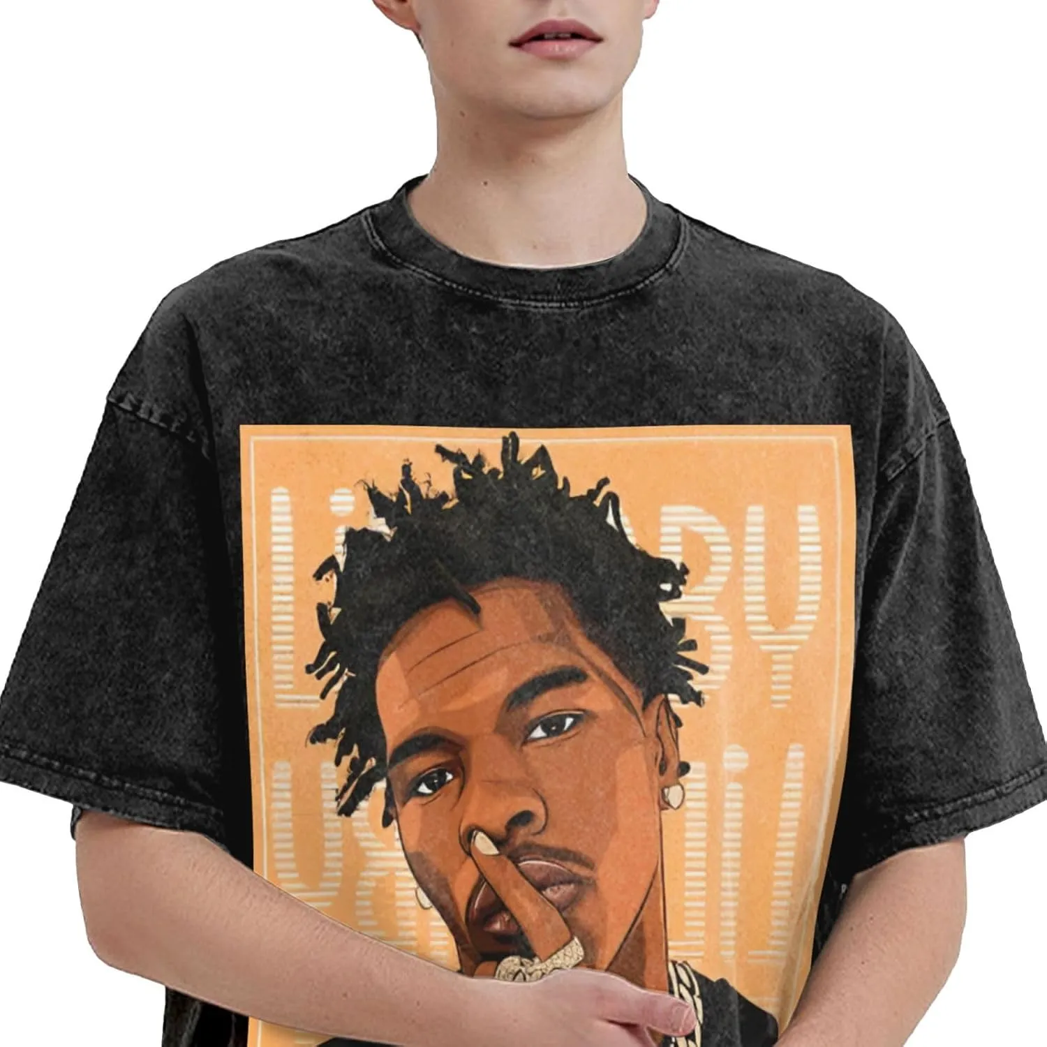 Men's Vintage Oversized Drop Shoulder Fashion T-Shirts Loose Wash Solid Tees Tops
