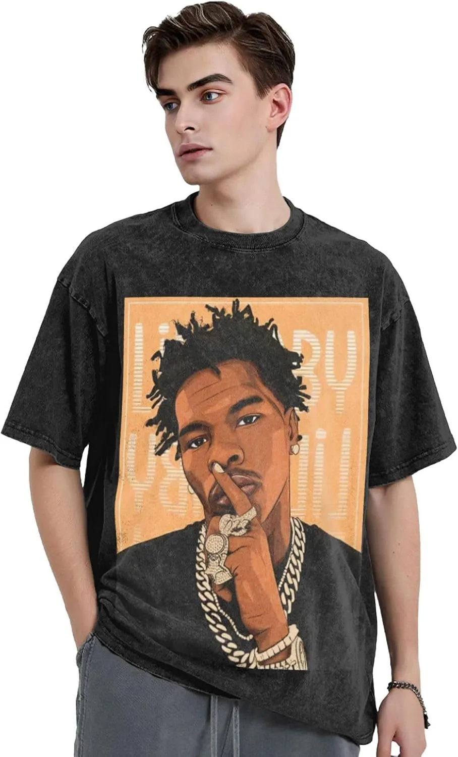 Men's Vintage Oversized Drop Shoulder Fashion T-Shirts Loose Wash Solid Tees Tops