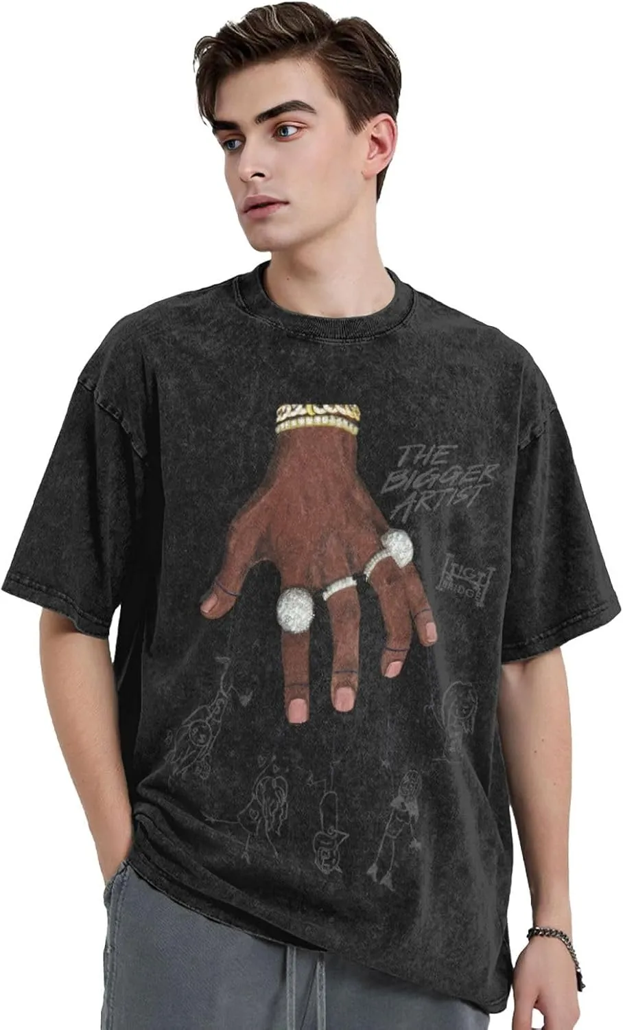 Mens Womens Unisex Novelty T Shirts Oversized Short Sleeve Drop Shoulder Loose Wash Solid Tees