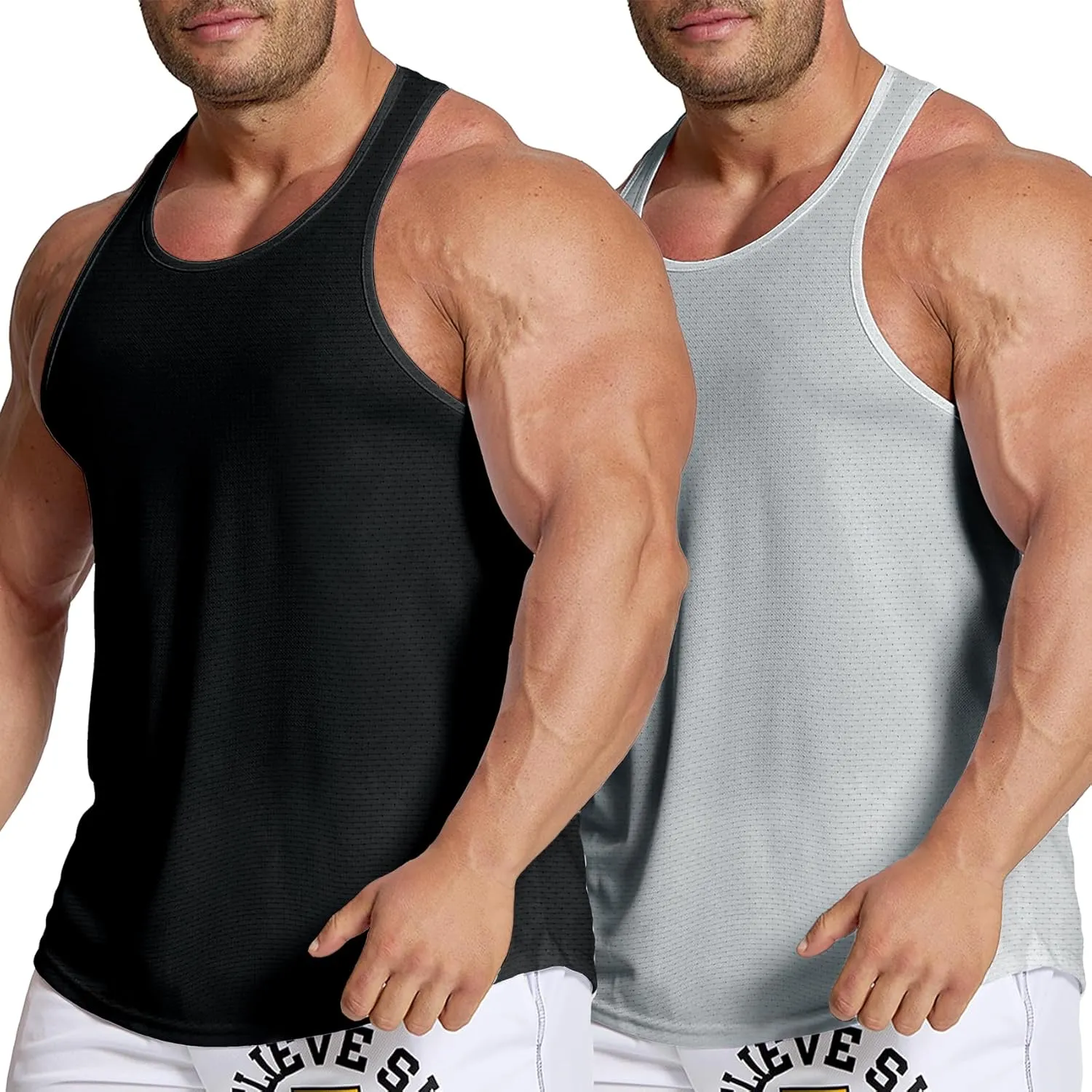 Men's Workout Stringer Tank Tops Mesh Quick Dry Y-Back Tops Muscle Athletic Shirts for Gym