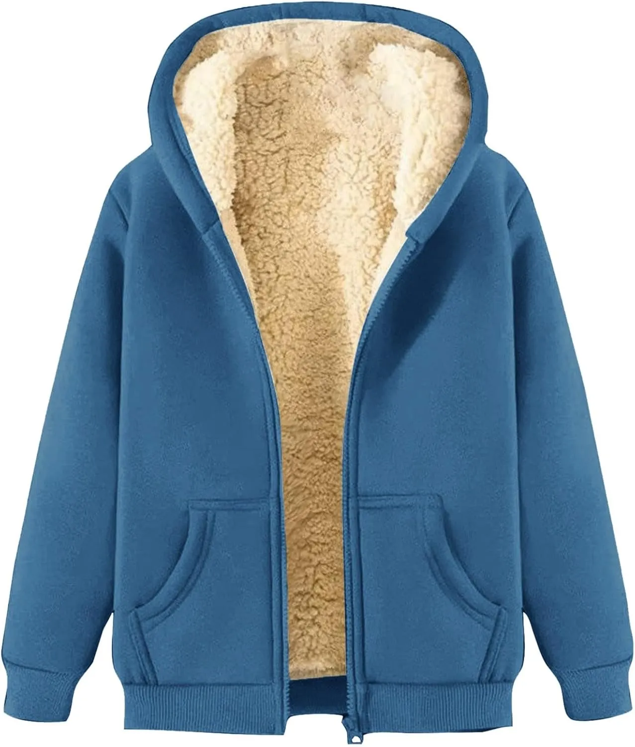 Men's Zip Up Hoodies Fleece Heavyweight Jacket Windproof Thermal Zipper Sweatshirt Outerwear Winter Warm Sweatshirt