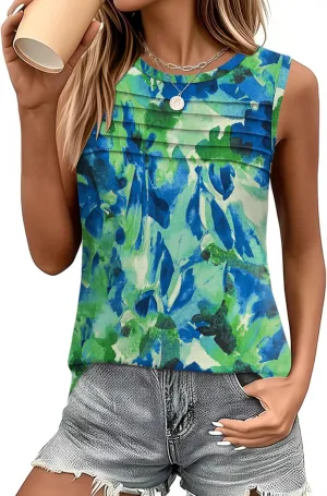 Micoson Womens Tank Tops 2025 Summer Casual Sleeveless Tops Loose Flowy Crewneck Shirt Basic Tees