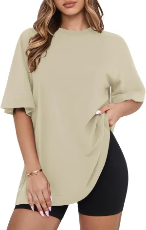 MIHOLL Womens Oversized T Shirts Short Sleeve Crewneck Summer Tops Casual Loose Basic Tees