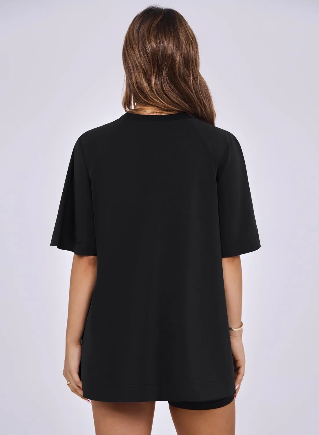 MIHOLL Womens Oversized T Shirts Short Sleeve Crewneck Summer Tops Casual Loose Basic Tees