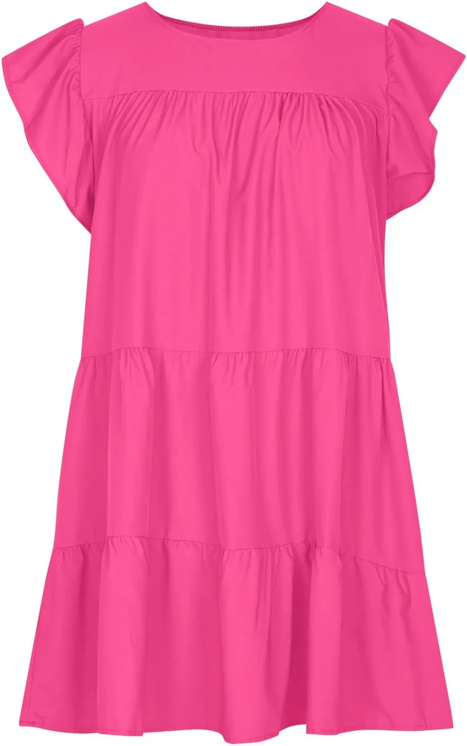 Mini Summer Dresses for Women 2025 Casual Dress Flutter Sleeve Dresses Beach Sun Dress with Pockets Ruffle Dresses
