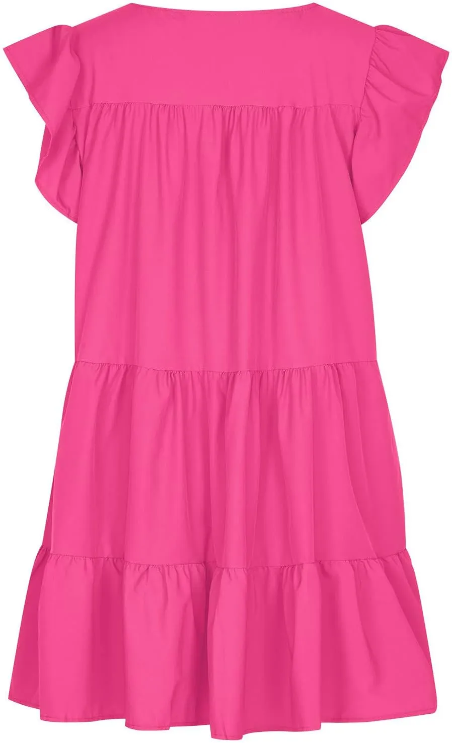 Mini Summer Dresses for Women 2025 Casual Dress Flutter Sleeve Dresses Beach Sun Dress with Pockets Ruffle Dresses