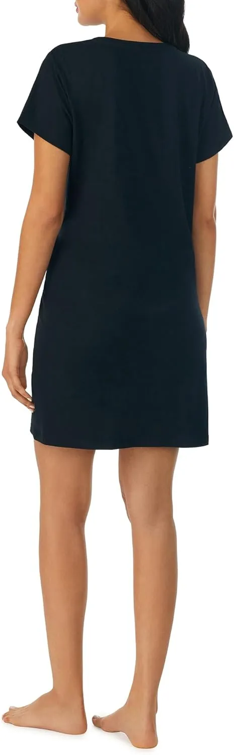Nautica Womens Sleep Shirt Dress - Cotton Knit Jersey V-Neck Pajama Top - Lightweight & Breathable Sleepwear Loungewear