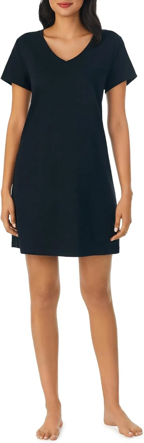 Nautica Womens Sleep Shirt Dress - Cotton Knit Jersey V-Neck Pajama Top - Lightweight & Breathable Sleepwear Loungewear