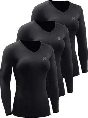 NELEUS Women's 3 Pack Compression Shirts Long Sleeve Yoga Athletic Running T Shirt