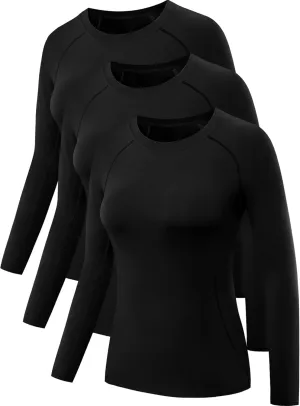 NELEUS Women's 3 Pack Compression Shirts Long Sleeve Yoga Athletic Running T Shirt