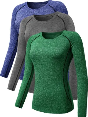 NELEUS Women's 3 Pack Compression Shirts Long Sleeve Yoga Athletic Running T Shirt