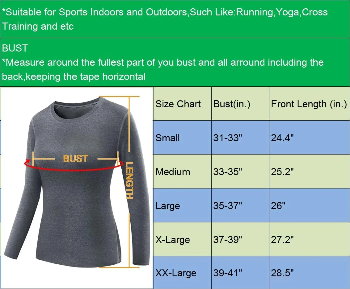 NELEUS Women's 3 Pack Compression Shirts Long Sleeve Yoga Athletic Running T Shirt
