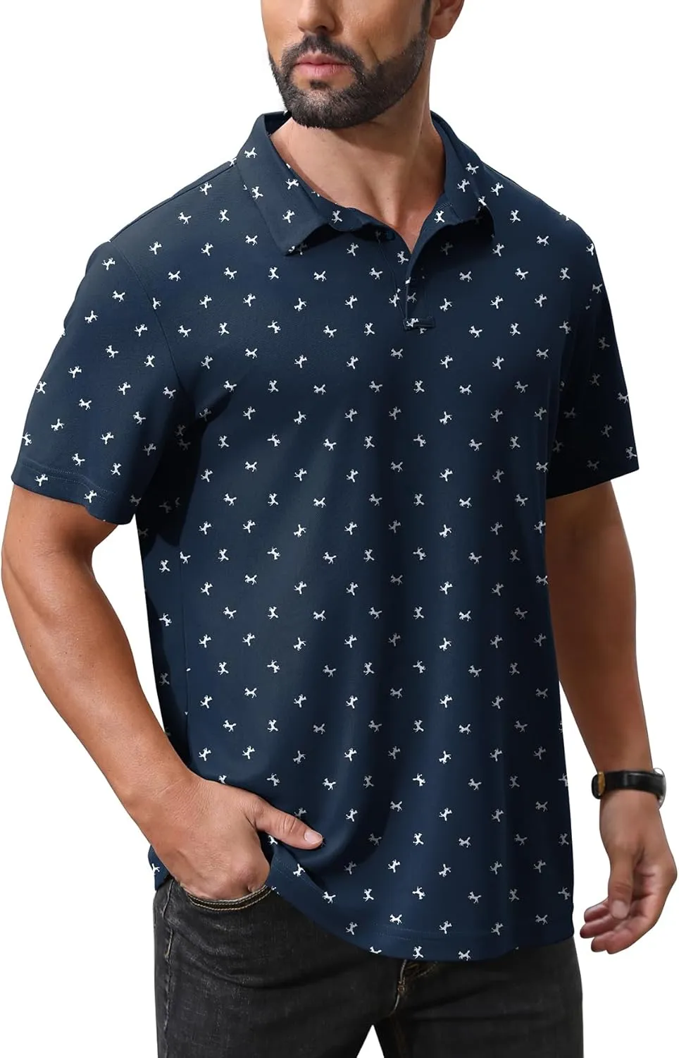 NIASHOT Polo Shirts for Men Summer Short Sleeve Golf Polos Quick-Dry Moisture Wicking T-Shirts Fashion Clothes Mens Gifts