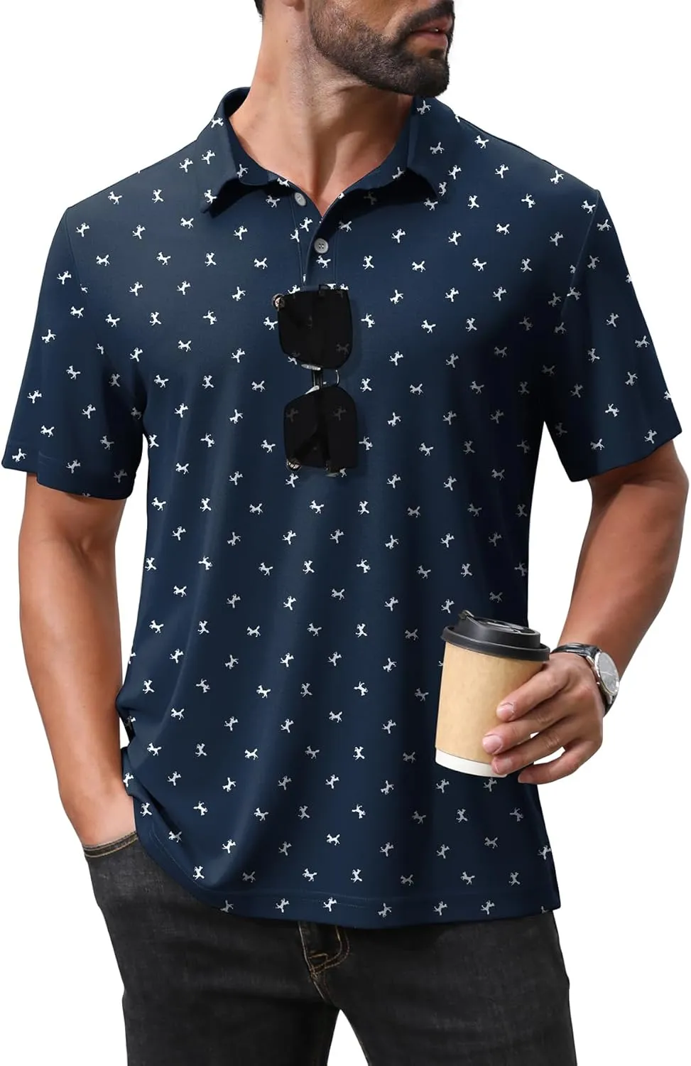NIASHOT Polo Shirts for Men Summer Short Sleeve Golf Polos Quick-Dry Moisture Wicking T-Shirts Fashion Clothes Mens Gifts