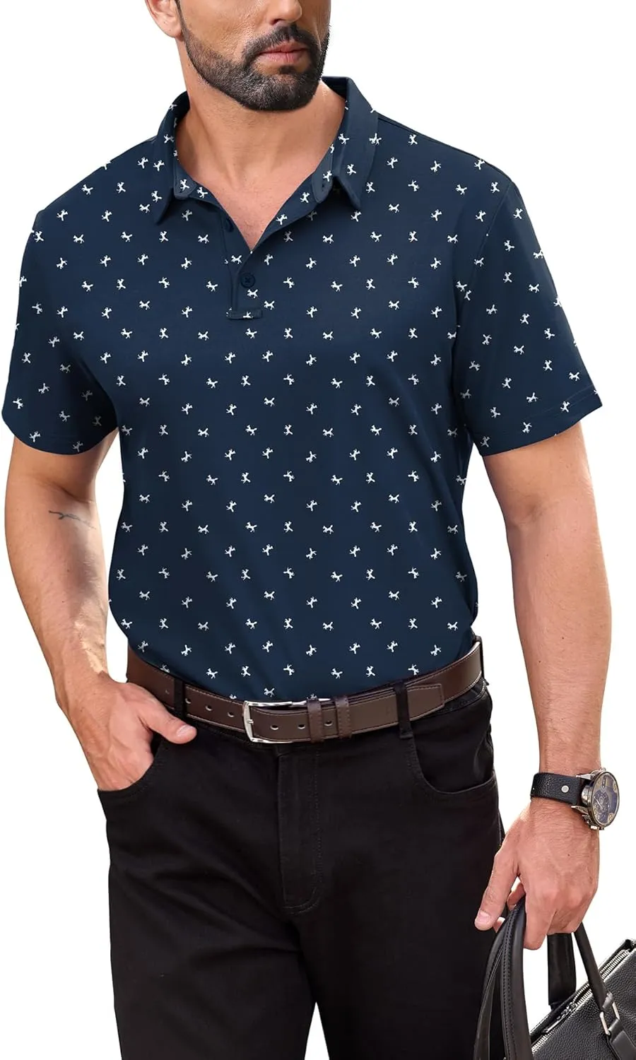 NIASHOT Polo Shirts for Men Summer Short Sleeve Golf Polos Quick-Dry Moisture Wicking T-Shirts Fashion Clothes Mens Gifts