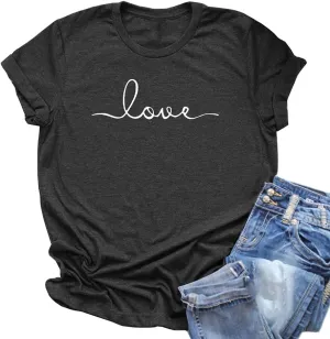 NIUBIA Women's T-Shirt Graphic Tees Love Printed Casual Short Sleeve Tops Summer Loose Fitted Top