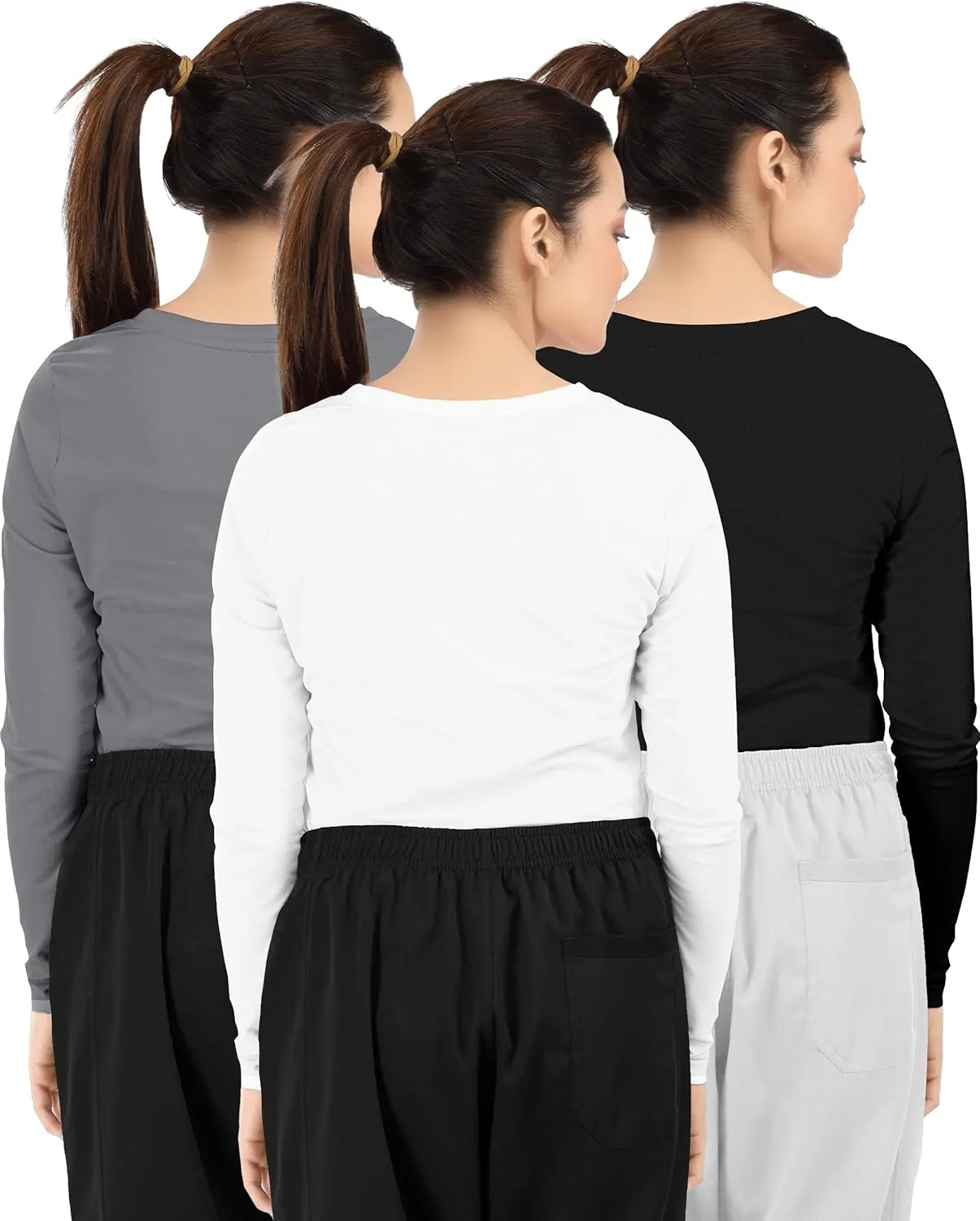 NY Threads Womens Under Scrub Slim Fit Long Sleeve T-Shirt Underscrub Comfort Tee