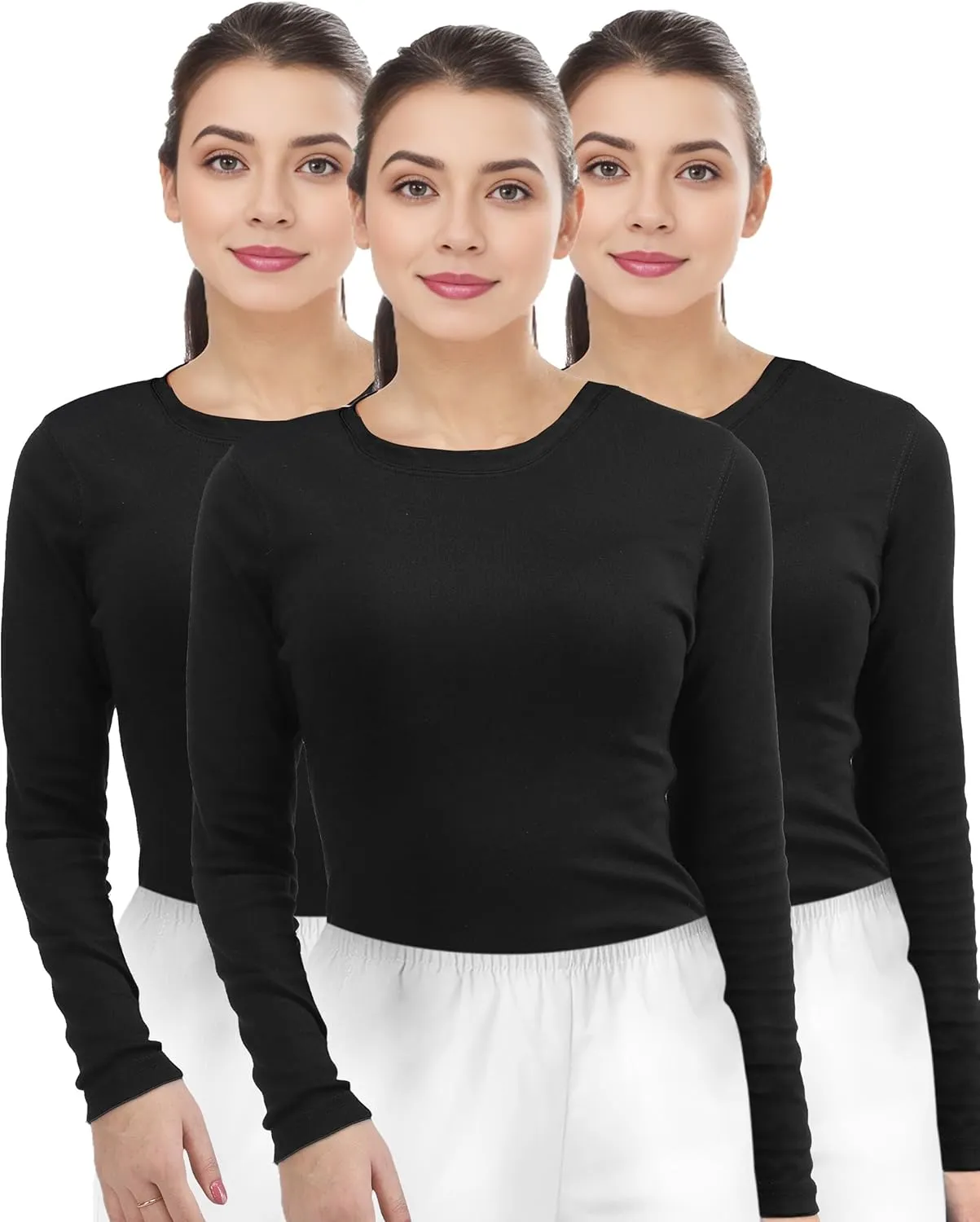 NY Threads Womens Under Scrub Slim Fit Long Sleeve T-Shirt Underscrub Comfort Tee