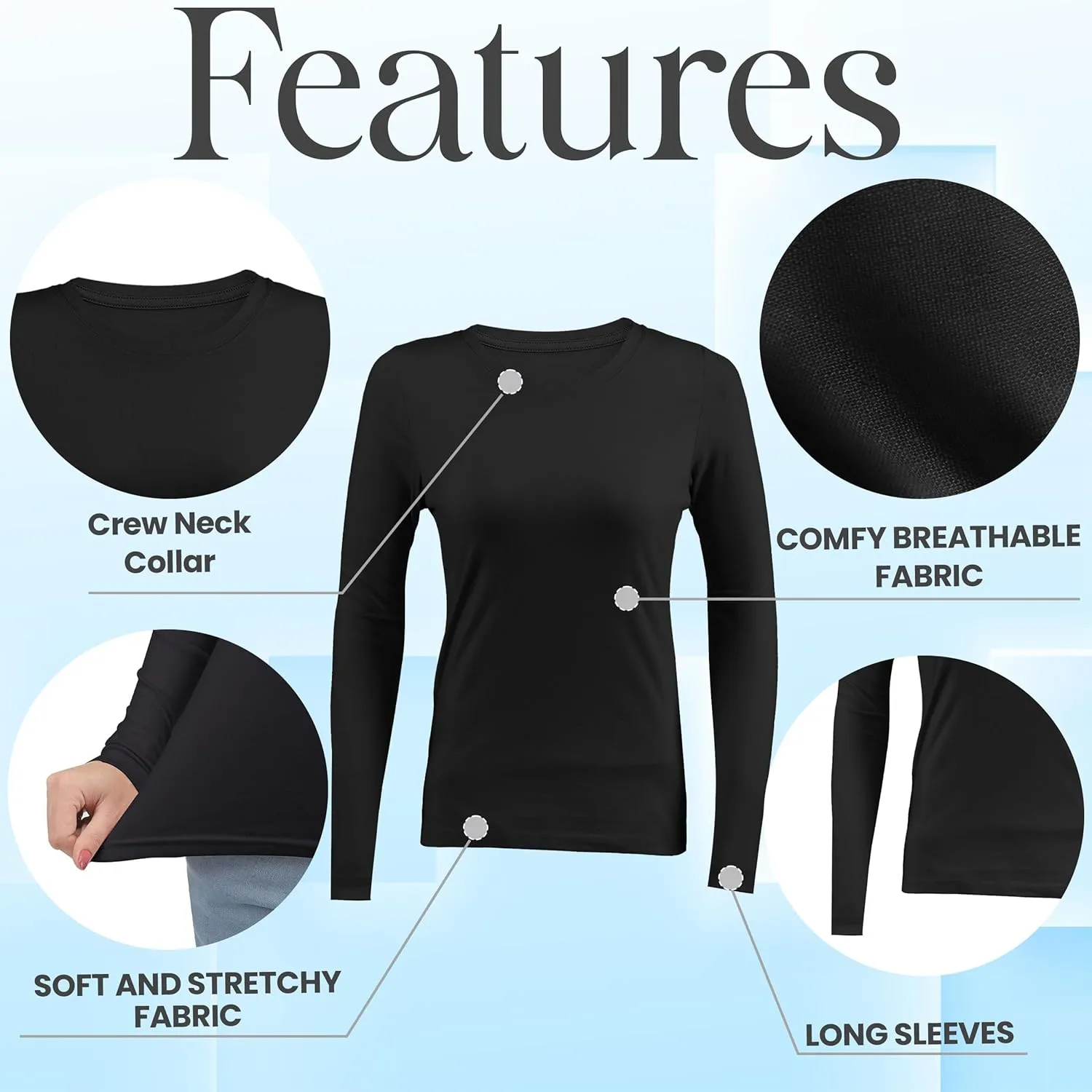 NY Threads Womens Under Scrub Slim Fit Long Sleeve T-Shirt Underscrub Comfort Tee