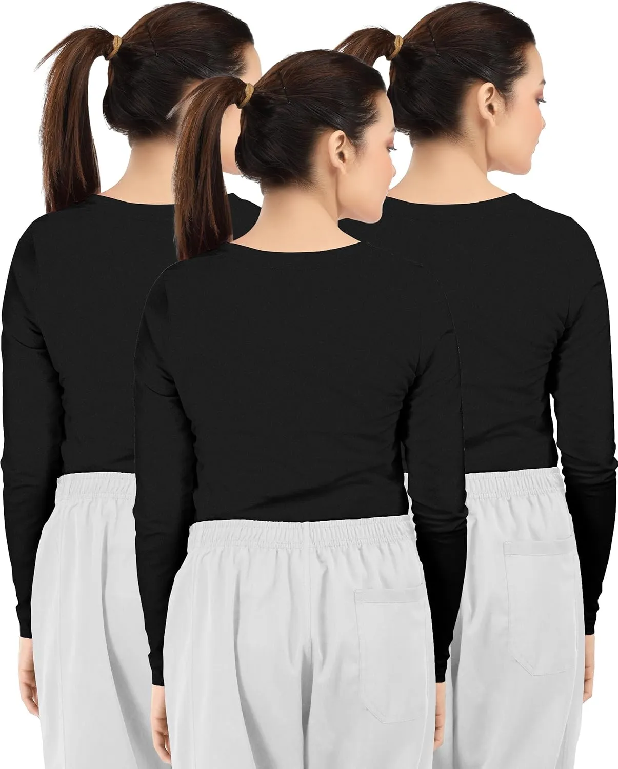 NY Threads Womens Under Scrub Slim Fit Long Sleeve T-Shirt Underscrub Comfort Tee