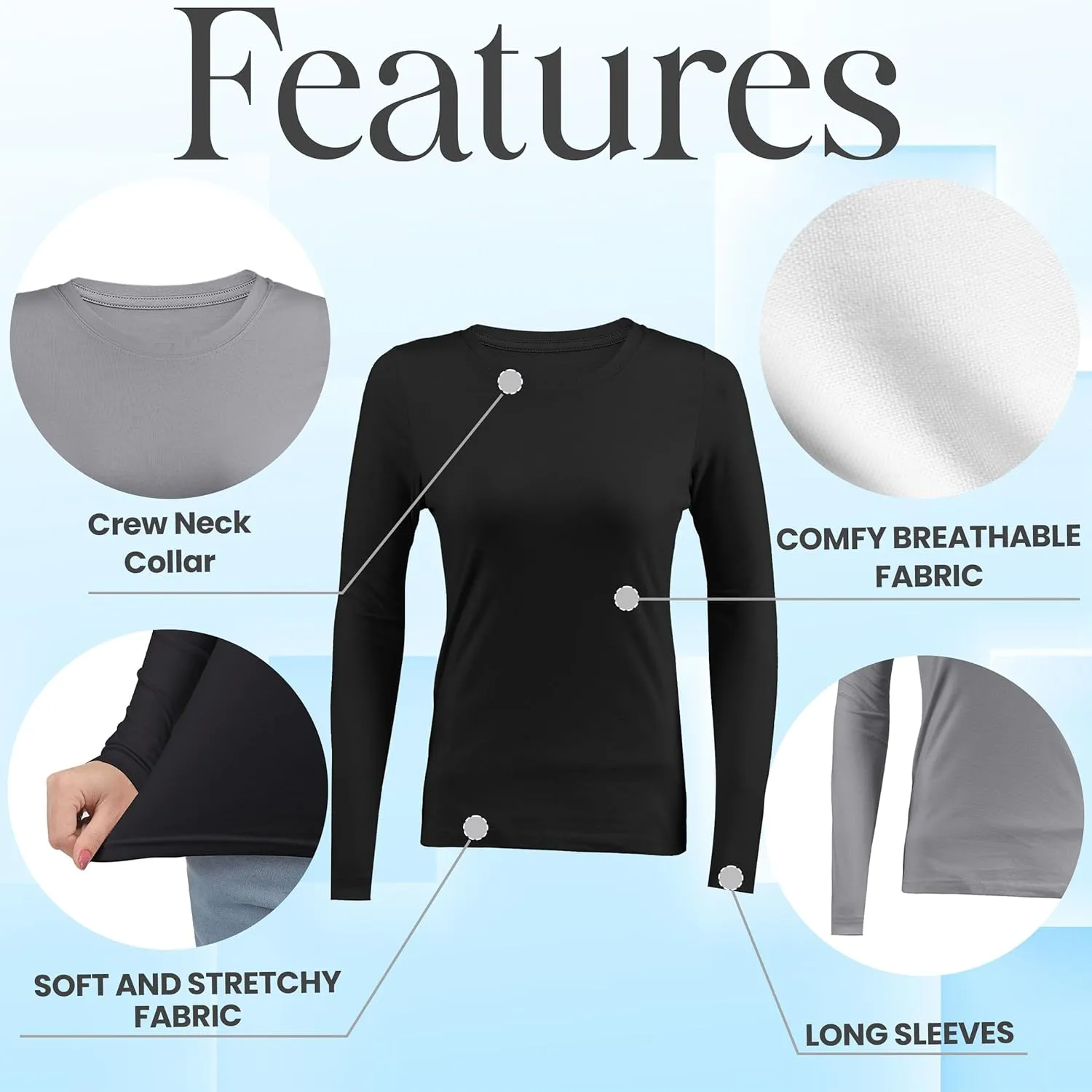 NY Threads Womens Under Scrub Slim Fit Long Sleeve T-Shirt Underscrub Comfort Tee