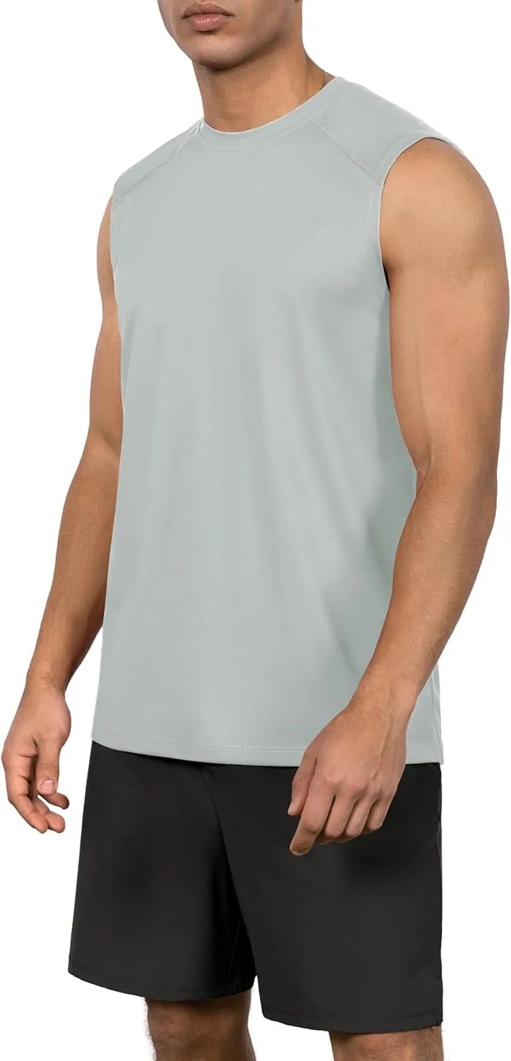 ODODOS Men's Quick Dry Athletic Tank Tops UPF 50  Sun Protection SPF Workout Sleeveless Muscle Shirts
