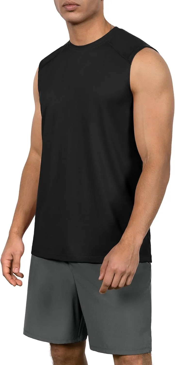 ODODOS Men's Quick Dry Athletic Tank Tops UPF 50  Sun Protection SPF Workout Sleeveless Muscle Shirts