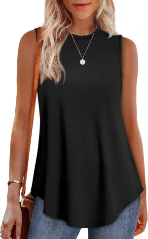 OFEEFAN High Neck Tank Tops for Women Loose Fit Sleeveless Top Summer Clothes Womens Tunic Tops to Wear with Leggings
